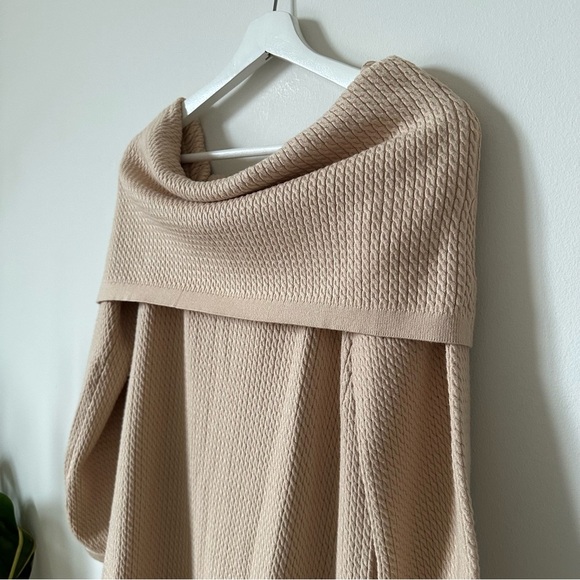 We Wore What Off The Shoulder Long Sleeve Knit Dress In Beige Size M - Picture 7 of 12